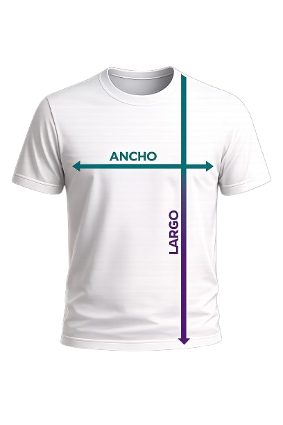 Esquema para medir el ancho y largo de una remera